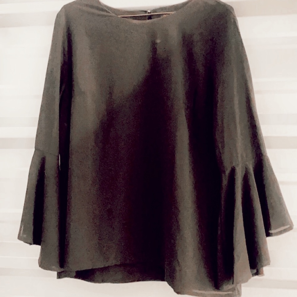 black flared blouse